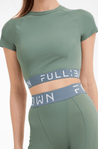 SET Bra top and modeling shorts. OLIVE - Full Blown Europe